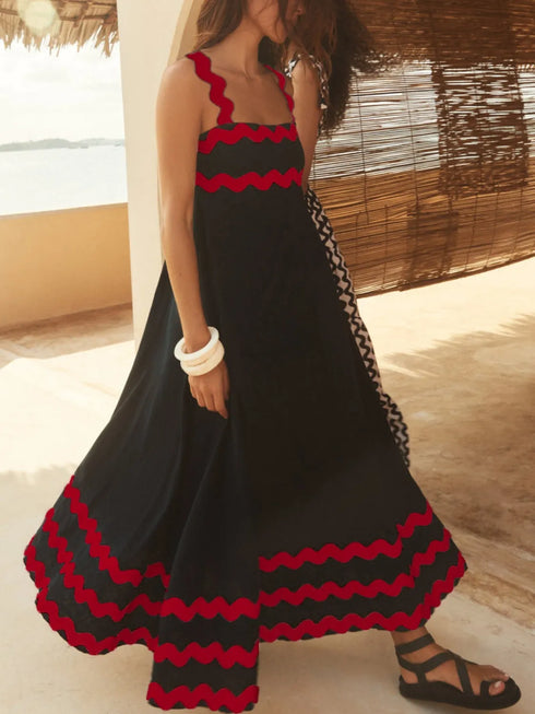 contrast-trim-square-neck-maxi-cami-dress OhSoStyled - Sophia's Style in Black/Red-8