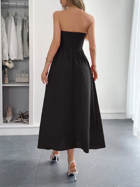strapless-a-line-midi-dress-with-pockets-OhSoStyled-Sophia's-Style-4