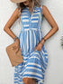 Frill Printed Notched Sleeveless Dress