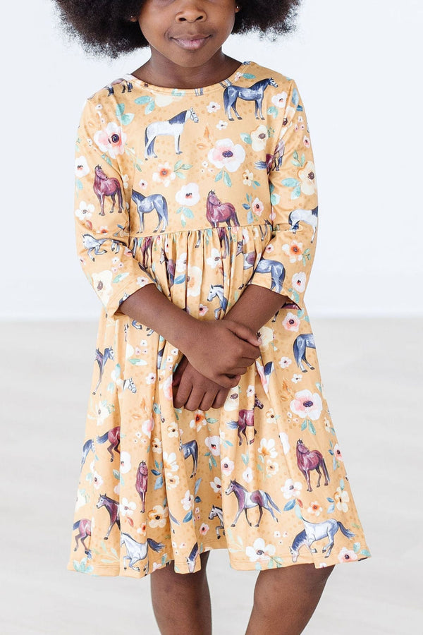 ponies-poppies-pocket-twirl-dress Mila & Rose - Sophia's StyleTwirl Pocket Dress 3/4-1