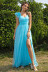 asymmetrical-ruched-slit-dress Sophia's Trends - Sophia's Style-Aqua-XS
