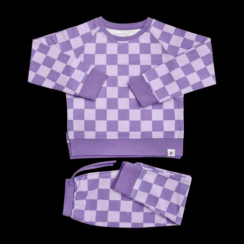 Checker Purple Haze Crew Neck Jogger Set