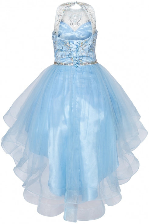 Girls Crystal Pearl Halter Pageant Dress 4-16