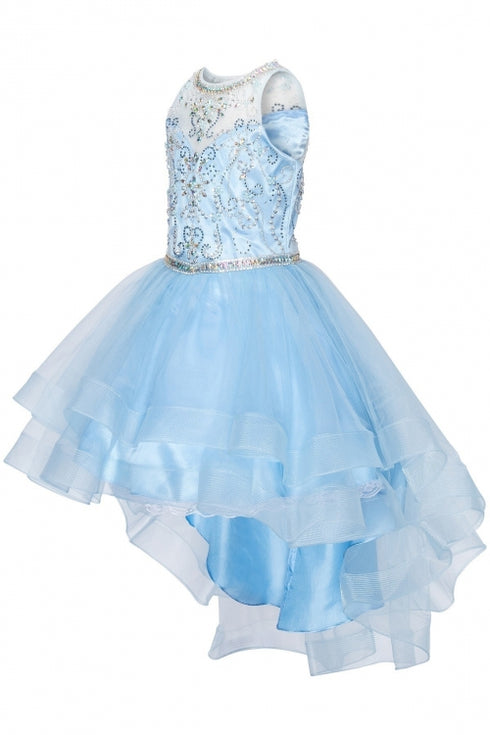 Girls Crystal Pearl Halter Pageant Dress 4-16