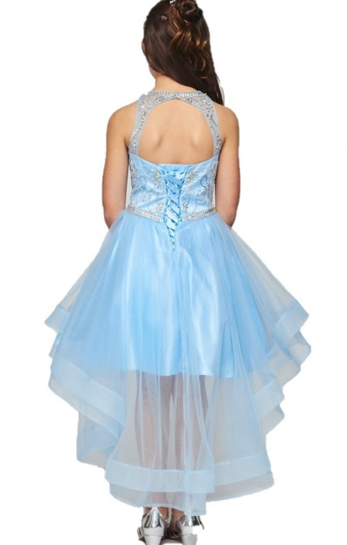 Girls Crystal Pearl Halter Pageant Dress 4-16