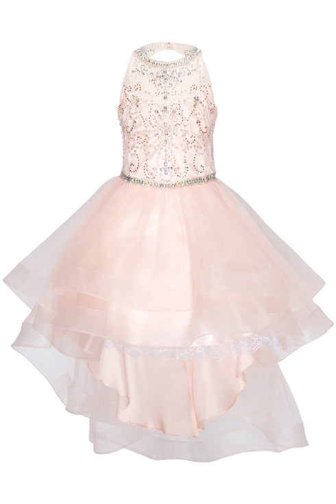 Cinderella Couture Girls Multi Color Crystal Pearl Halter Pageant Dress 4-16 - SophiasStyle.com