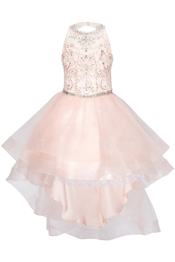 Cinderella Couture Girls Multi Color Crystal Pearl Halter Pageant Dress 4-16 - SophiasStyle.com