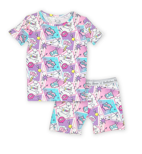 comic-purple-bamboo-kids-pajama-short-set- - Sophia's Style -10
