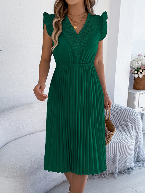 lace-detail-ruffled-cap-sleeve-pleated-dress OhSoStyled at Sophia's Style-10