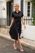 tied-button-up-shirt-dress Sophia's Trends - Sophia's Style-Black-XL