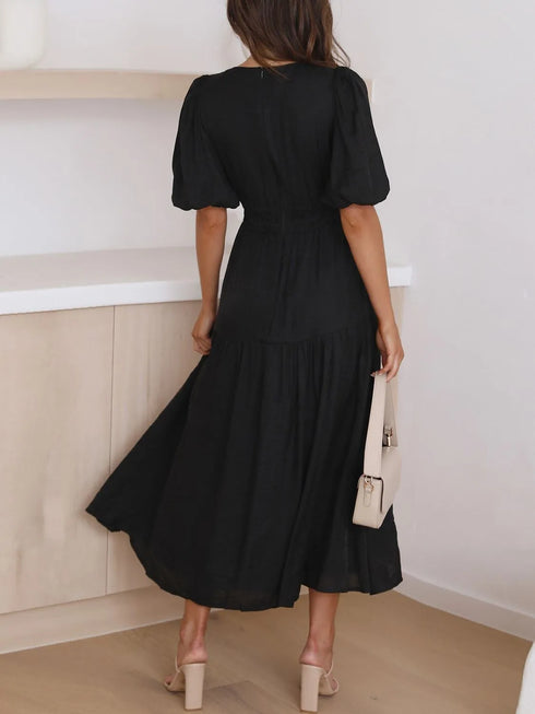 v-neck-puff-sleeve-midi-dress OhSoStyled at Sophia's Style-18