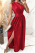 one-shoulder-slit-ruched-maxi-dress Sophia's Trends - Sophia's Style-Red-L