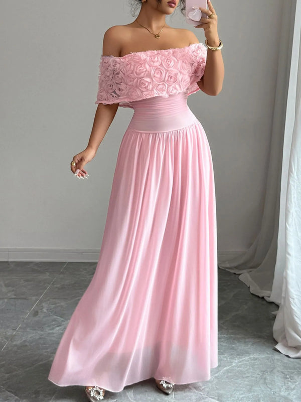 off-shoulder-rose-embellished-maxi-dress-OhSoStyled-Sophia's-Style-1
