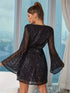 sequin-surplice-long-sleeve-dress Sophia's Trends - Sophia's Style-Black-XL