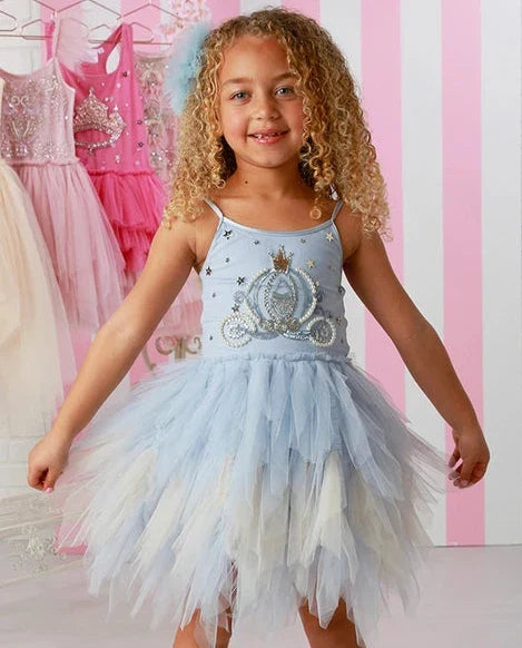 Girls Sky Blue Carriage Emma Tutu Dress, 12M-14