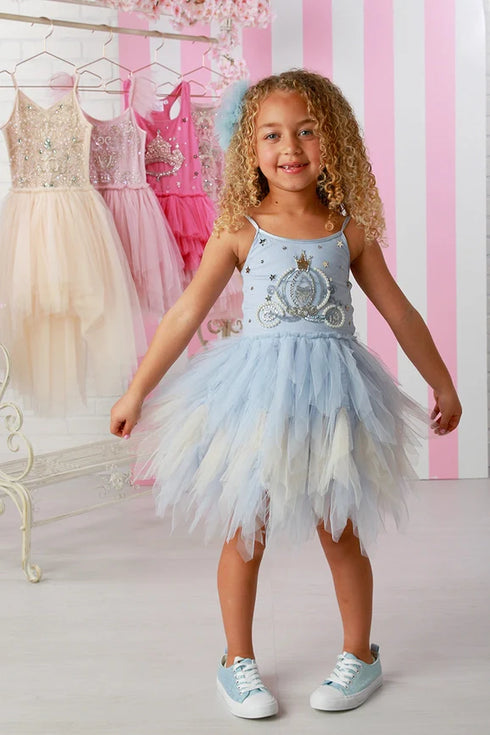 Girls Sky Blue Carriage Emma Tutu Dress, 12M-14