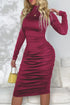 ruched-mock-neck-long-sleeve-dress-OhSoStyled-Sophia's-Style-1