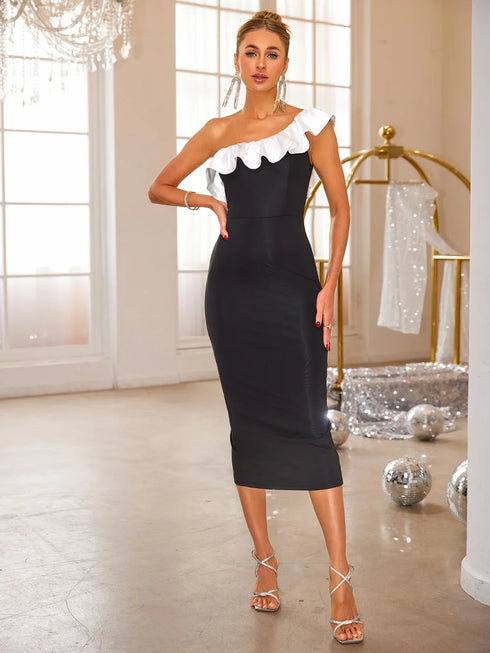 slit-contrast-single-shoulder-midi-dress-OhSoStyled-Sophia's-Style-4