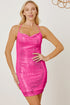 sequin-spaghetti-strap-mini-wrap-dress Sophia's Trends - Sophia's Style-Hot Pink-L
