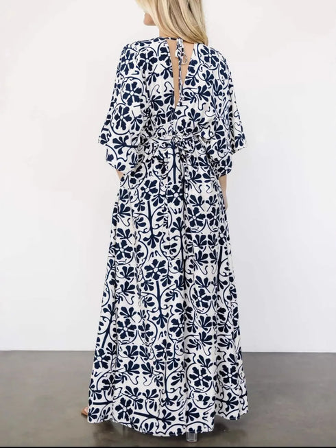 slit-printed-v-neck-half-sleeve-dress OhSoStyled - Sophia's Style in -5