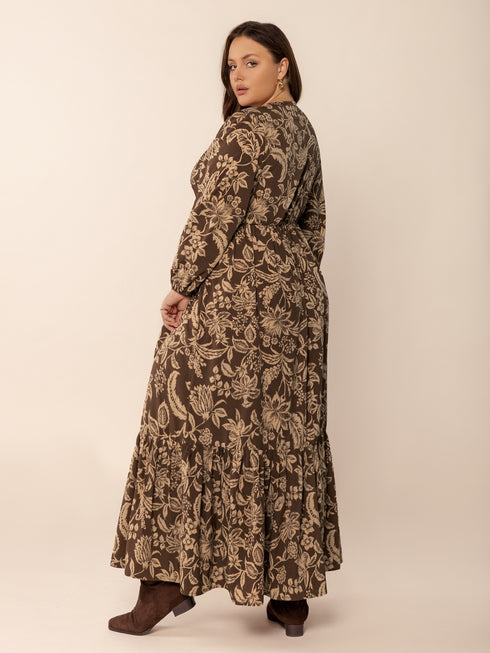 plus-size-printed-v-neck-balloon-sleeve-maxi-dress OhSoStyled - Sophia's Style-3