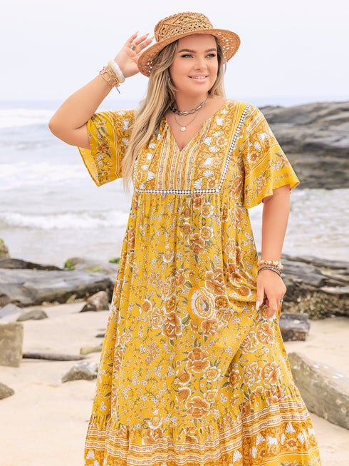 plus-size-floral-tie-neck-flutter-sleeve-maxi-dress OhSoStyled - Sophia's Style-7