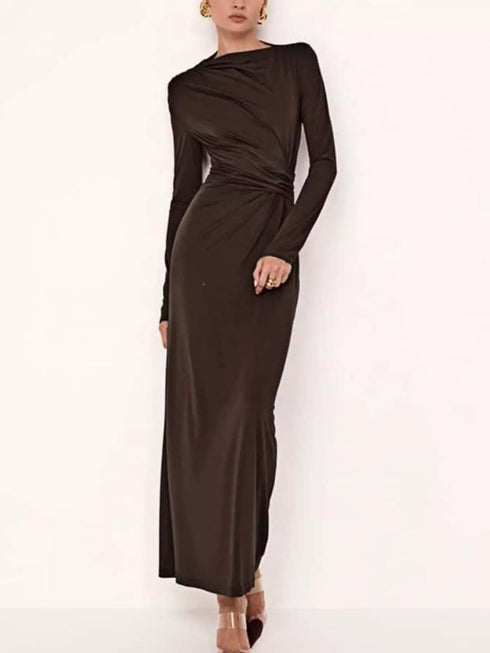 ruched-long-sleeve-bodycon-maxi-dress-OhSoStyled-Sophia's-Style-12