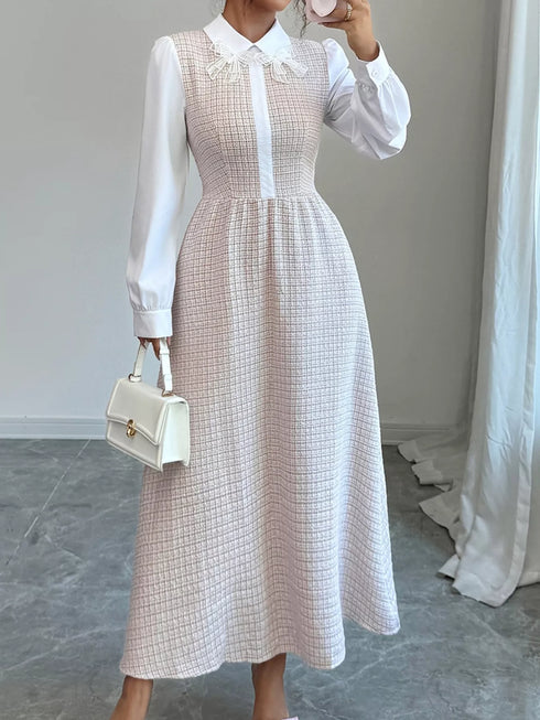 tweed-long-sleeve-a-line-midi-dress-OhSoStyled-Sophia's-Style-1