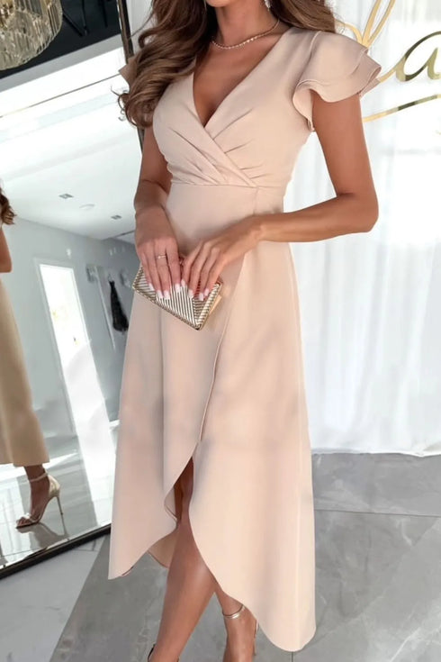 surplice-ruffled-cap-sleeve-zip-back-dress OhSoStyled - Sophia's Style in Dust Storm-7