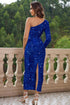 one-shoulder-long-sleeve-dress Sophia's Trends - Sophia's Style-Royal Blue-M