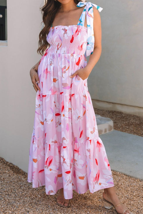 floral-print-knotted-shoulder-smocked-maxi-dress OhSoStyled - Sophia's Style-4