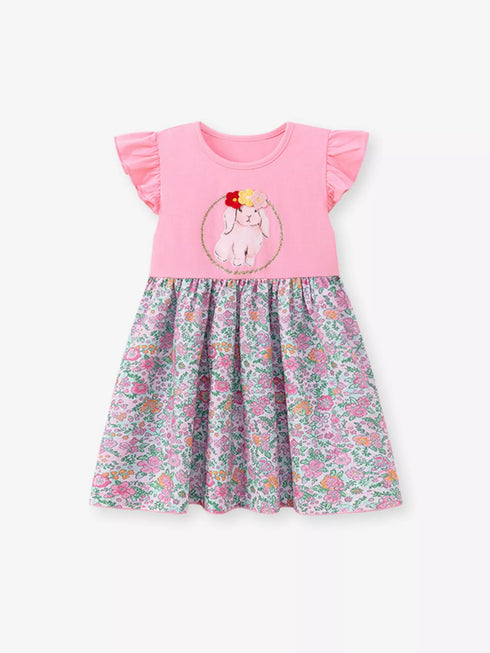 childrens-floral-print-bunny-ruffle-sleeve-dress-ohso-kids-sophias-styleDresses-1