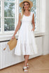 ruched-scoop-neck-sleeveless-dress Sophia's Trends - Sophia's Style-White-M