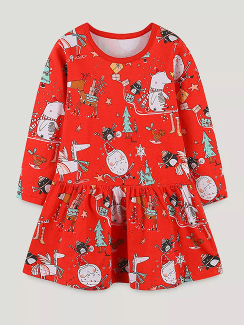 childrens-christmas-print-long-sleeve-dress-1-ohso-kids-sophias-style-1