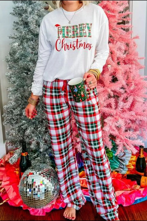 merry-christmas-round-neck-top-and-plaid-pants-set-Sophia's Style-1