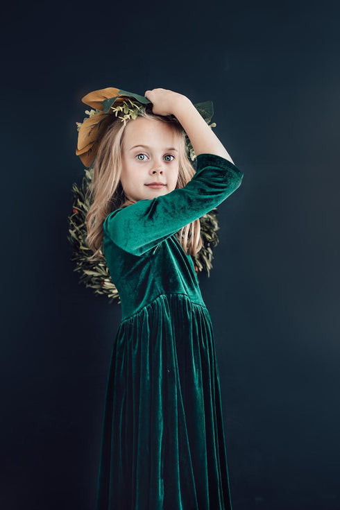 hunter-green-velvet-twirl-dress Mila &  Rose - Sophia's Style--12-24M--2