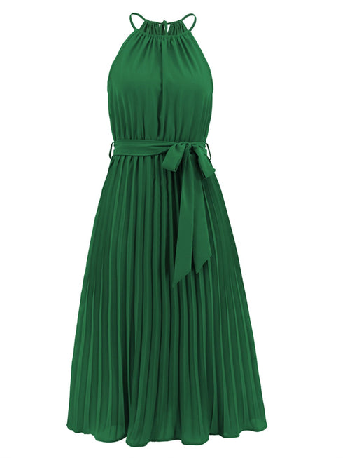 pleated-spaghetti-strap-tie-waist-midi-dress Sophia's Trends - Sophia's Style--