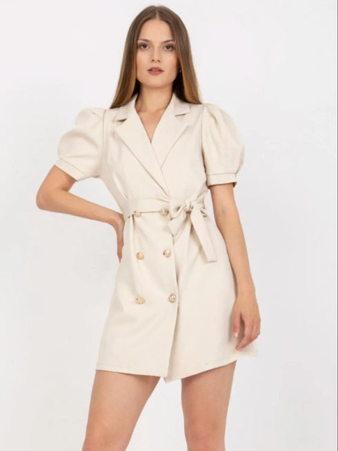 tie-waist-short-sleeve-blazer-dress OhSoStyled - Sophia's Style in Tan-4
