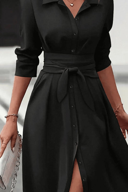 collared-neck-long-sleeve-midi-shirt-dress OhSoStyled - Sophia's Style-2