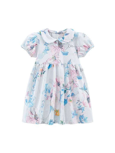 childrens-floral-print-peter-pan-collar-puff-sleeve-dress-ohso-kids-sophias-style-1