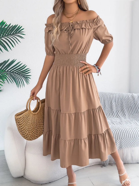 smocked-off-shoulder-tiered-dress OhSoStyled at Sophia's Style-12