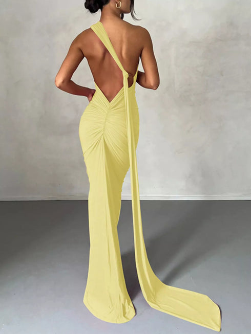 backless-one-shoulder-ruched-bodycon-maxi-dress-OhSoStyled-Sophia's-Style-31