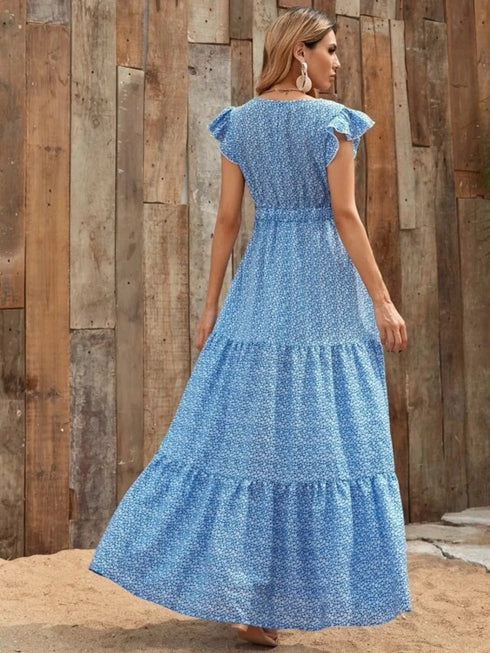 printed-v-neck-ruffled-cap-sleeve-maxi-dress OhSoStyled - Sophia's Style in Scarlet-4