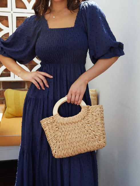 smocked-swiss-dot-square-neck-flounce-sleeve-dress OhSoStyled at Sophia's Style-6