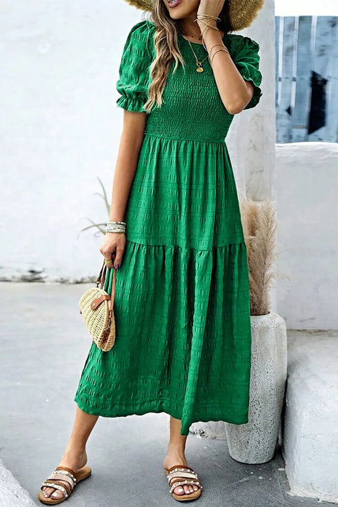 smocked-puff-sleeve-midi-dress-Sophia's Style-5