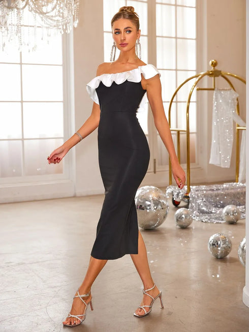 slit-contrast-single-shoulder-midi-dress-OhSoStyled-Sophia's-Style-3