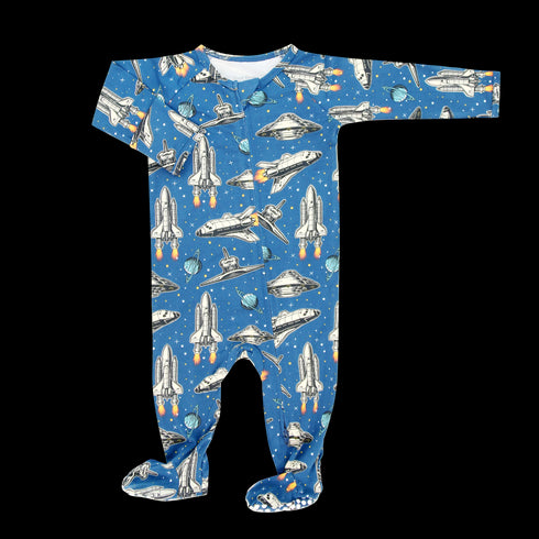 Deep In Orbit Zipper Footie