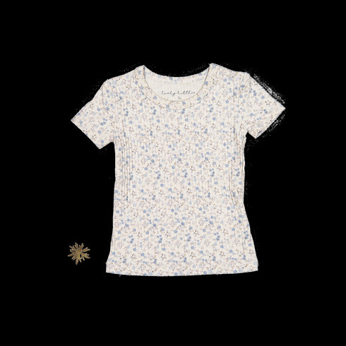 the-printed-short-sleeve-tee-dusty-blue-floral Lovely Littles - Sophia's StyleShort Sleeve Tee-1