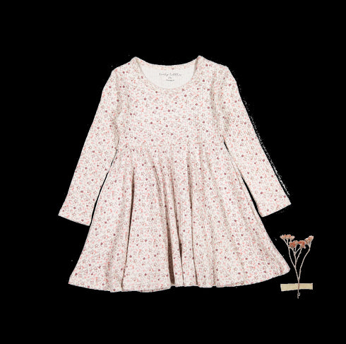 the-printed-long-sleeve-dress-dusty-mauve-floral Lovely Littles - Sophia's StyleLong Sleeve Dress-1