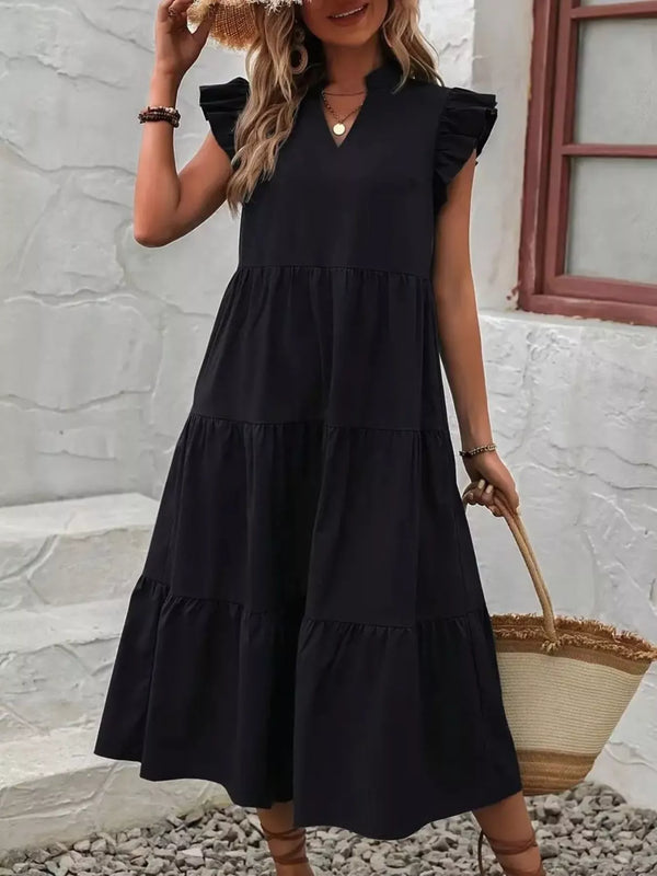 ruffle-sleeve-tiered-midi-dress-OhSoStyled-Sophia's-Style-1